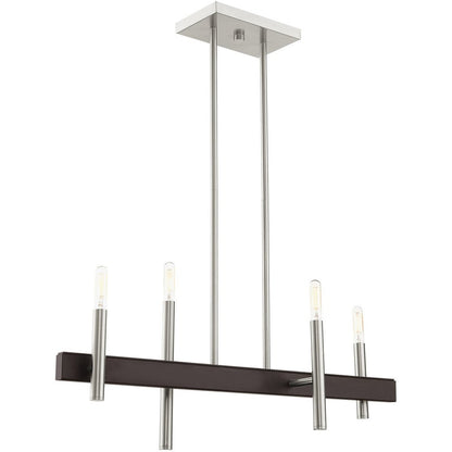 Nickel Four Light Metal Dimmable Chandelier With Shades HomeRoots