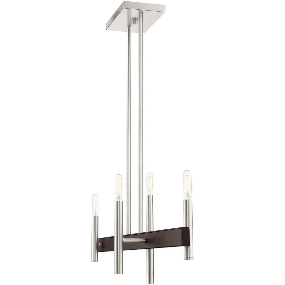 Nickel Four Light Metal Dimmable Chandelier With Shades HomeRoots