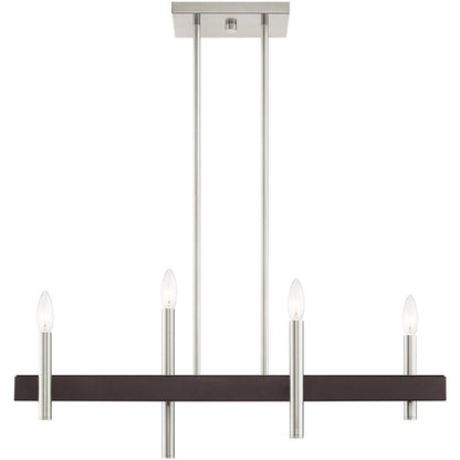 Nickel Four Light Metal Dimmable Chandelier With Shades HomeRoots