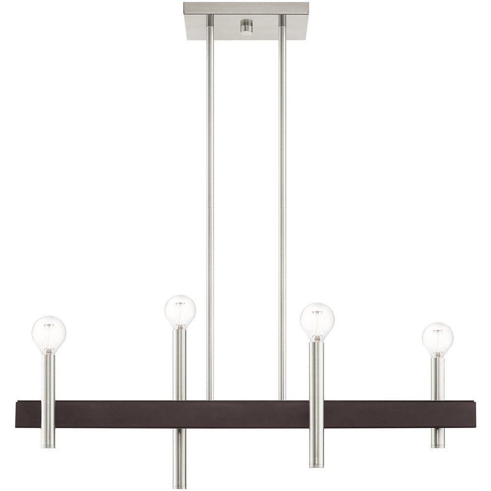 Nickel Four Light Metal Dimmable Chandelier With Shades HomeRoots