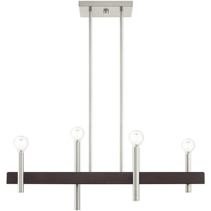 Nickel Four Light Metal Dimmable Chandelier With Shades HomeRoots