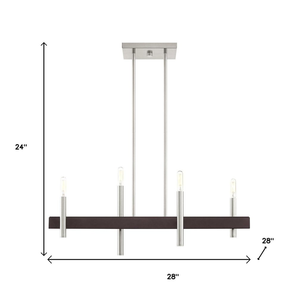 Nickel Four Light Metal Dimmable Chandelier With Shades HomeRoots