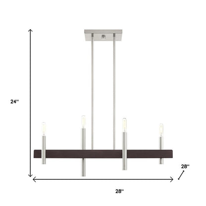 Nickel Four Light Metal Dimmable Chandelier With Shades HomeRoots