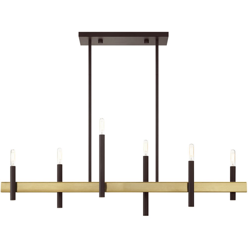 Bronze Six Light Metal Dimmable Chandelier With Shades HomeRoots