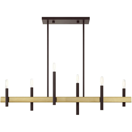 Bronze Six Light Metal Dimmable Chandelier With Shades HomeRoots