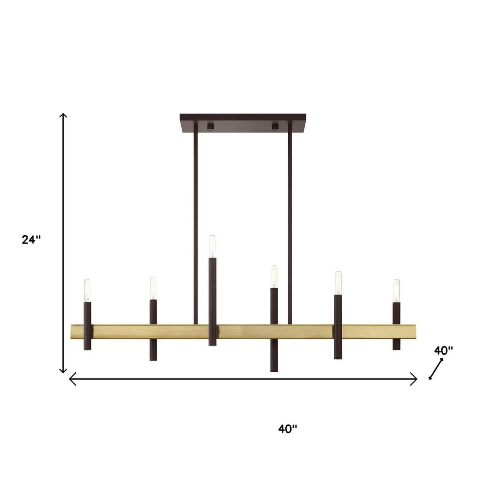 Bronze Six Light Metal Dimmable Chandelier With Shades HomeRoots