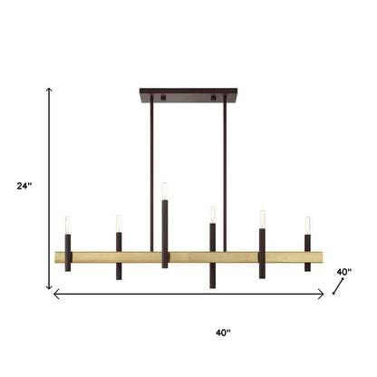 Bronze Six Light Metal Dimmable Chandelier With Shades HomeRoots