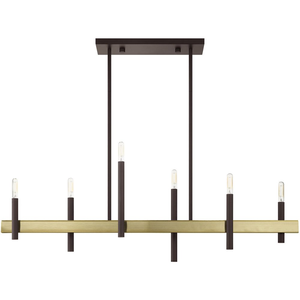 Bronze Six Light Metal Dimmable Chandelier With Shades HomeRoots