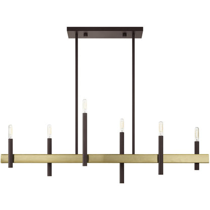 Bronze Six Light Metal Dimmable Chandelier With Shades HomeRoots