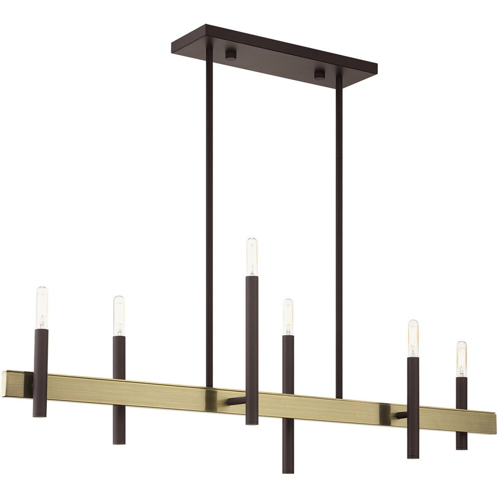 Bronze Six Light Metal Dimmable Chandelier With Shades HomeRoots