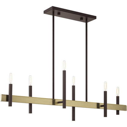 Bronze Six Light Metal Dimmable Chandelier With Shades HomeRoots