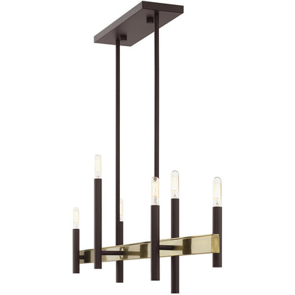 Bronze Six Light Metal Dimmable Chandelier With Shades HomeRoots