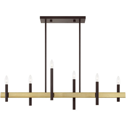 Bronze Six Light Metal Dimmable Chandelier With Shades HomeRoots