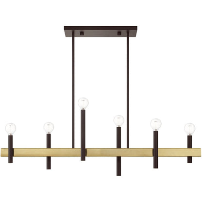 Bronze Six Light Metal Dimmable Chandelier With Shades HomeRoots