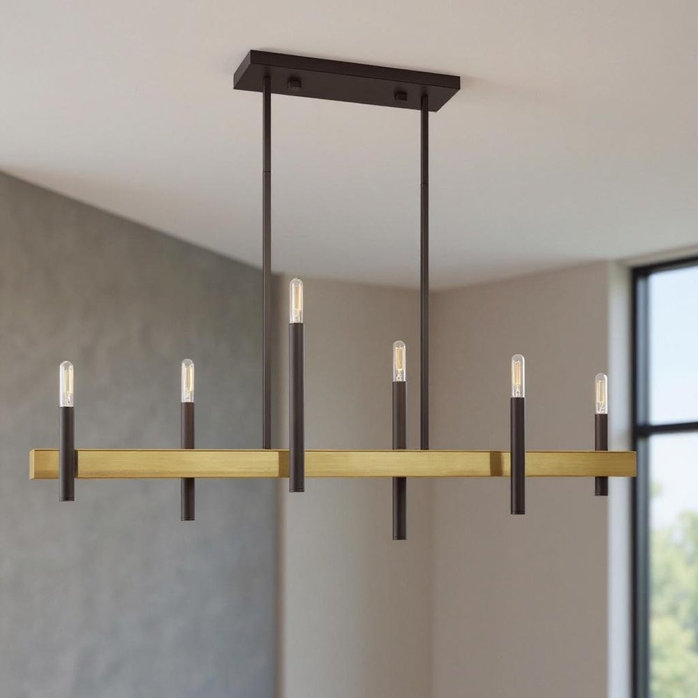 Bronze Six Light Metal Dimmable Chandelier With Shades HomeRoots