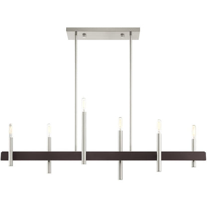 Nickel Six Light Metal Dimmable Chandelier With Shades HomeRoots