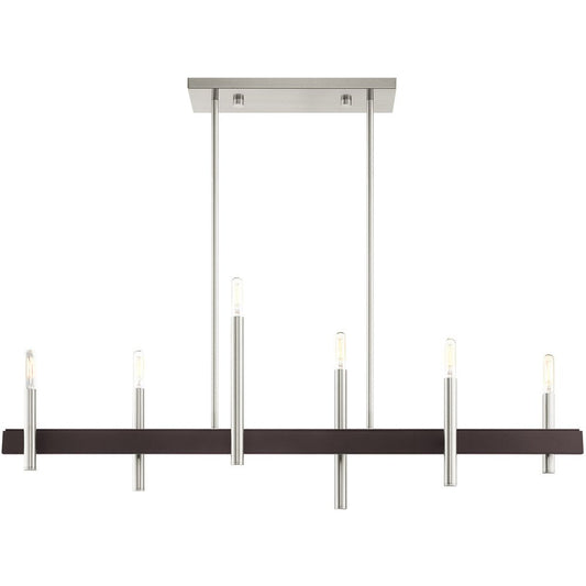 Nickel Six Light Metal Dimmable Chandelier With Shades HomeRoots