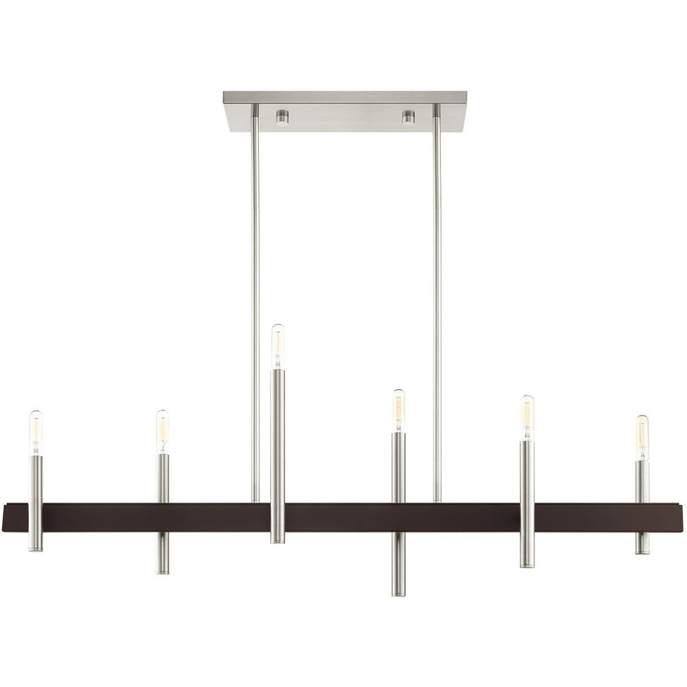 Nickel Six Light Metal Dimmable Chandelier With Shades HomeRoots