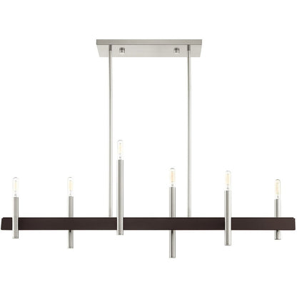 Nickel Six Light Metal Dimmable Chandelier With Shades HomeRoots
