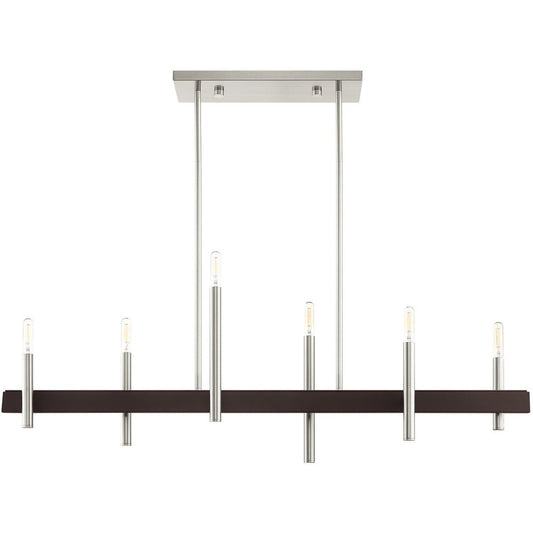 Nickel Six Light Metal Dimmable Chandelier With Shades HomeRoots