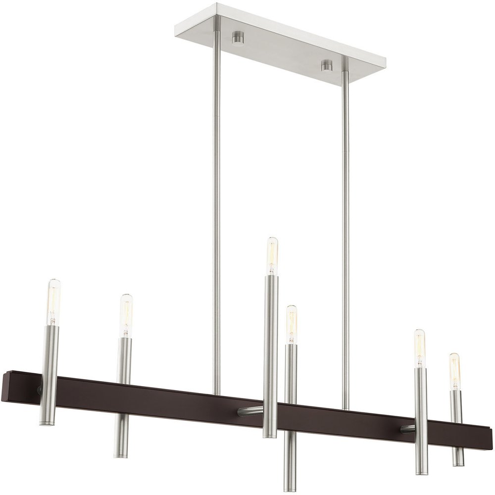 Nickel Six Light Metal Dimmable Chandelier With Shades HomeRoots