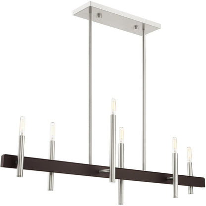 Nickel Six Light Metal Dimmable Chandelier With Shades HomeRoots