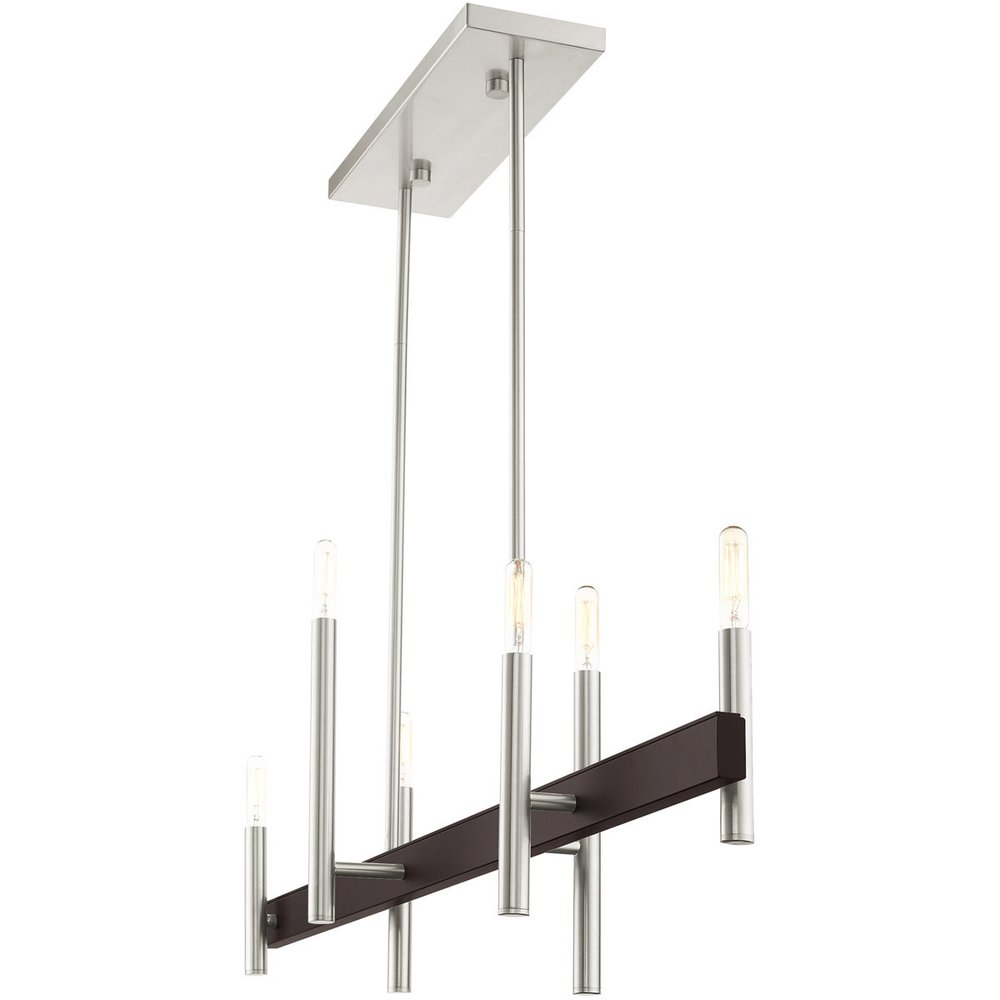 Nickel Six Light Metal Dimmable Chandelier With Shades HomeRoots