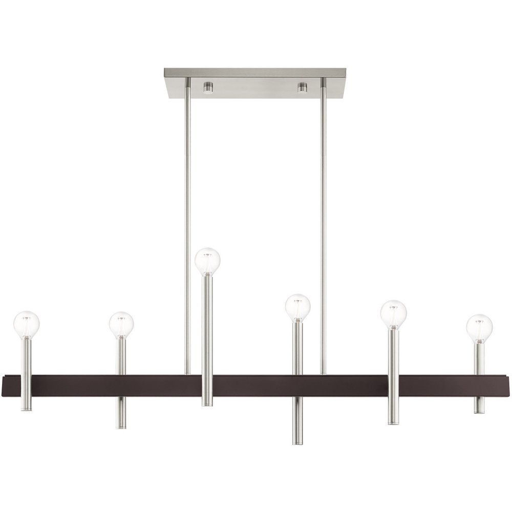 Nickel Six Light Metal Dimmable Chandelier With Shades HomeRoots