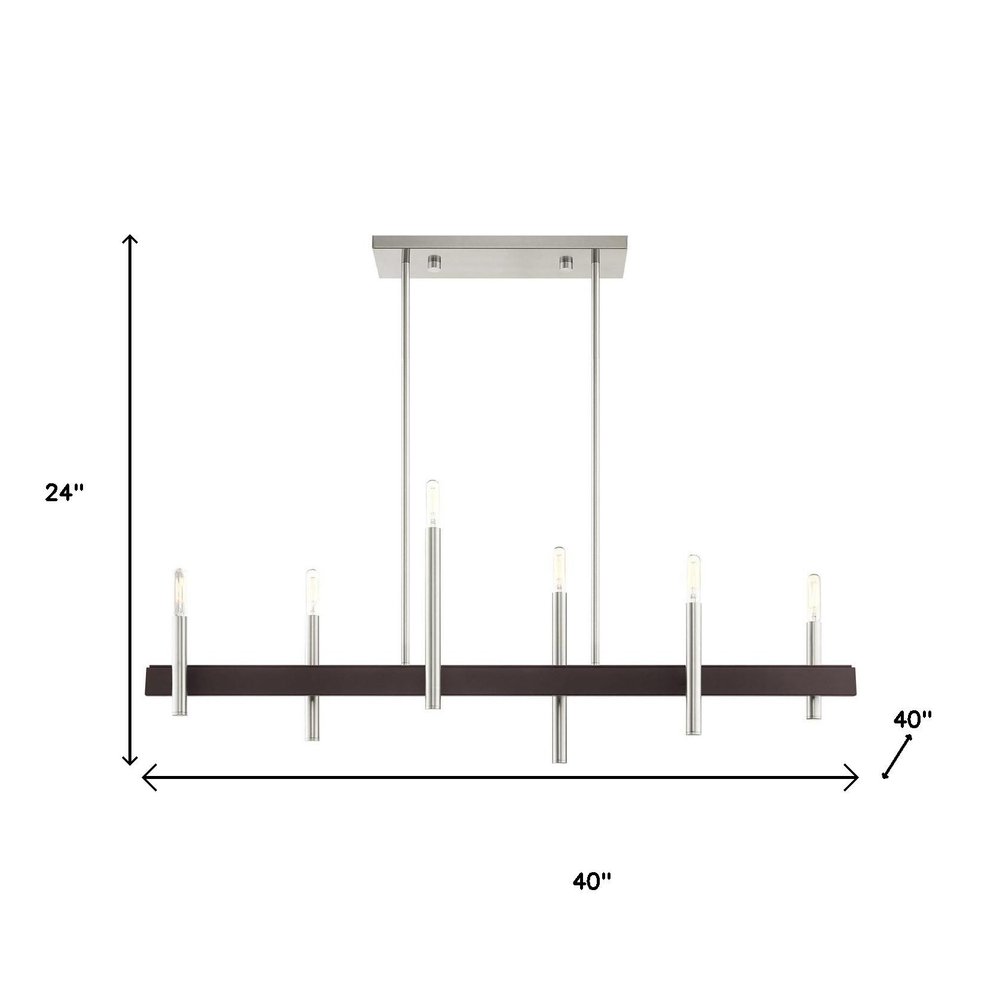 Nickel Six Light Metal Dimmable Chandelier With Shades HomeRoots