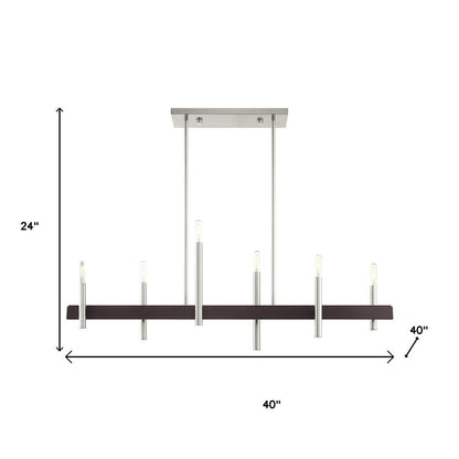 Nickel Six Light Metal Dimmable Chandelier With Shades HomeRoots