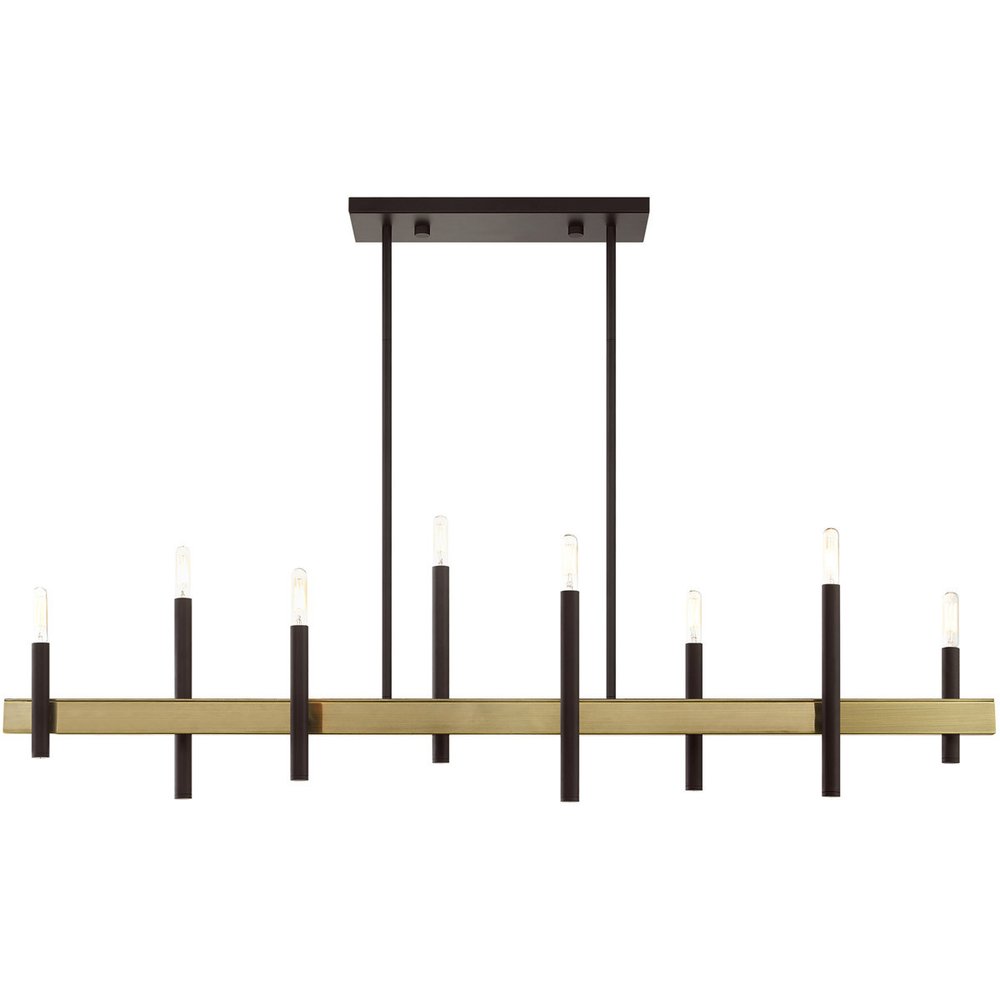 Bronze Eight Light Metal Dimmable Chandelier With Shades HomeRoots