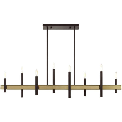 Bronze Eight Light Metal Dimmable Chandelier With Shades HomeRoots