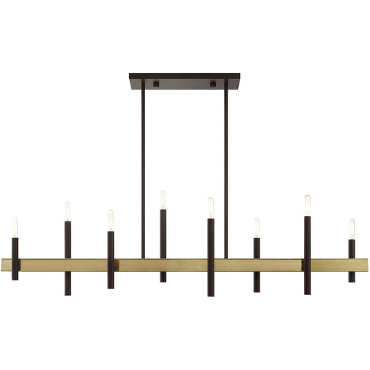 Bronze Eight Light Metal Dimmable Chandelier With Shades HomeRoots