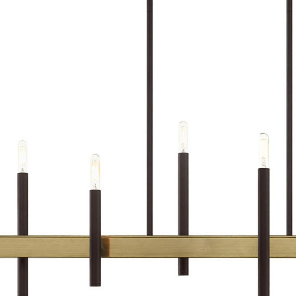 Bronze Eight Light Metal Dimmable Chandelier With Shades HomeRoots