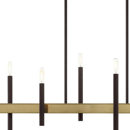Bronze Eight Light Metal Dimmable Chandelier With Shades HomeRoots