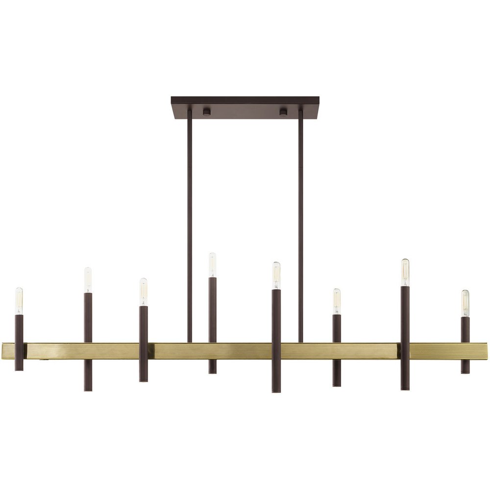 Bronze Eight Light Metal Dimmable Chandelier With Shades HomeRoots