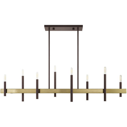 Bronze Eight Light Metal Dimmable Chandelier With Shades HomeRoots