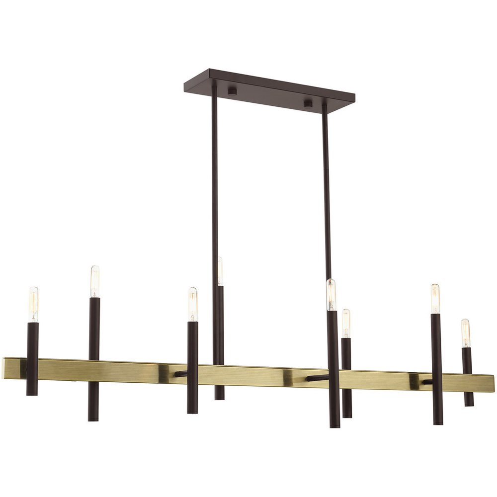 Bronze Eight Light Metal Dimmable Chandelier With Shades HomeRoots