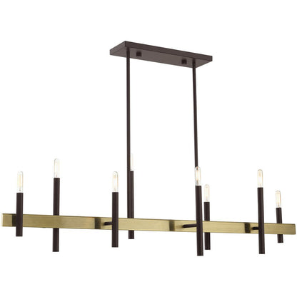 Bronze Eight Light Metal Dimmable Chandelier With Shades HomeRoots