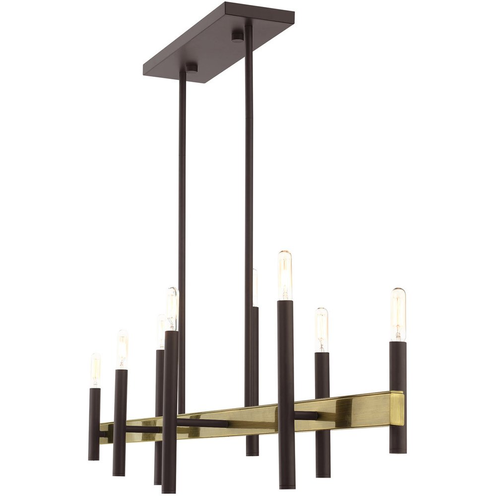 Bronze Eight Light Metal Dimmable Chandelier With Shades HomeRoots