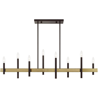 Bronze Eight Light Metal Dimmable Chandelier With Shades HomeRoots