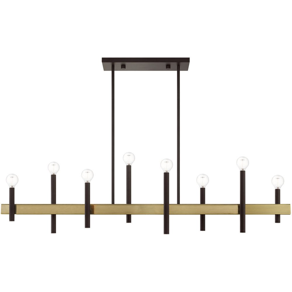 Bronze Eight Light Metal Dimmable Chandelier With Shades HomeRoots