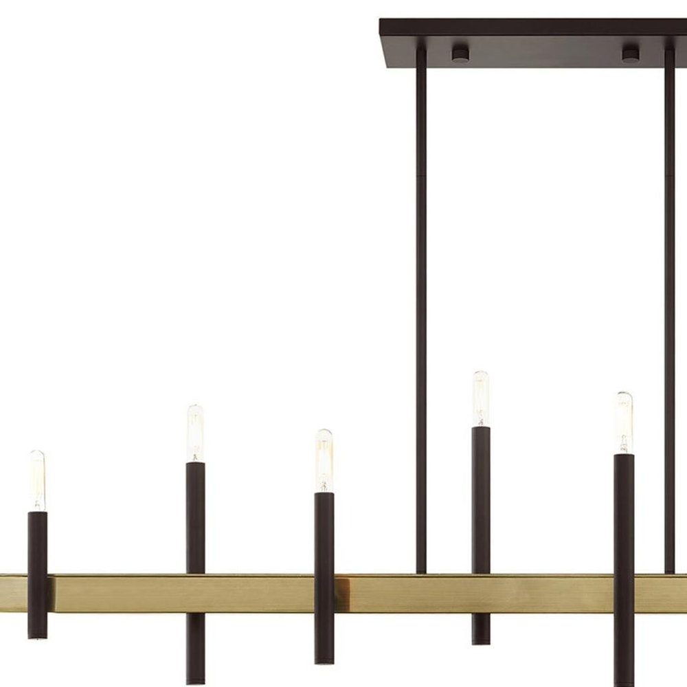Bronze Eight Light Metal Dimmable Chandelier With Shades HomeRoots