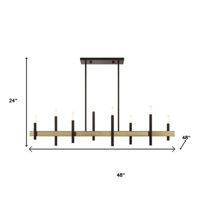 Bronze Eight Light Metal Dimmable Chandelier With Shades HomeRoots