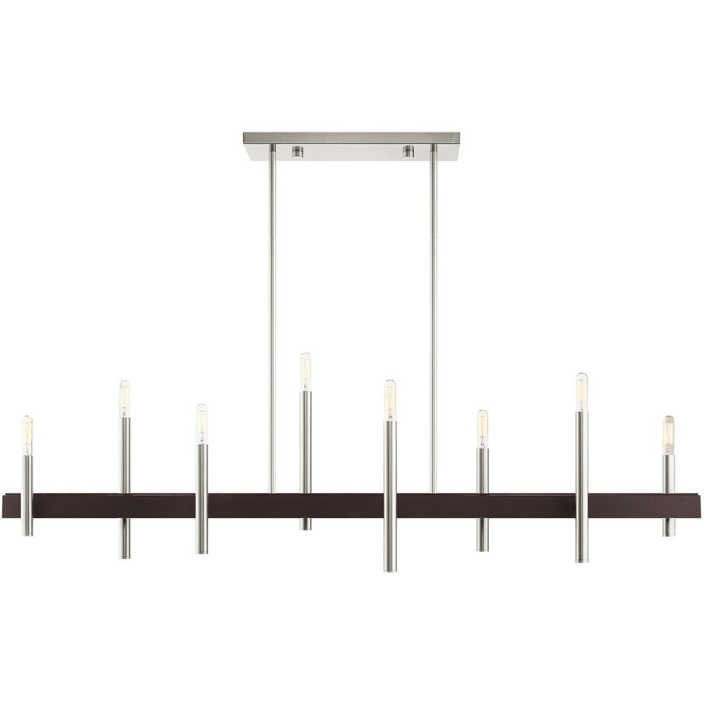 Nickel Eight Light Metal Dimmable Chandelier With Shades HomeRoots