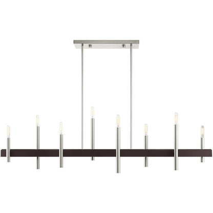 Nickel Eight Light Metal Dimmable Chandelier With Shades HomeRoots