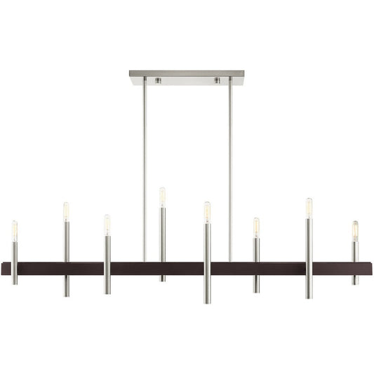 Nickel Eight Light Metal Dimmable Chandelier With Shades HomeRoots