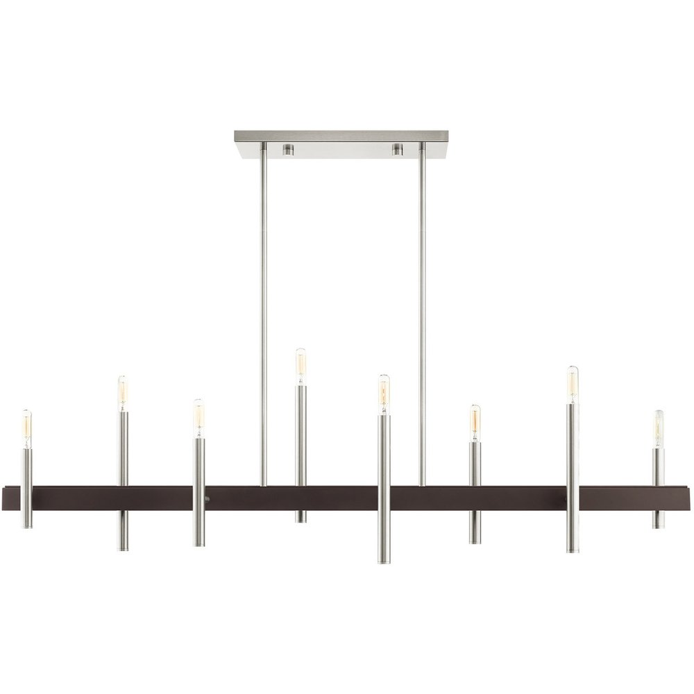 Nickel Eight Light Metal Dimmable Chandelier With Shades HomeRoots
