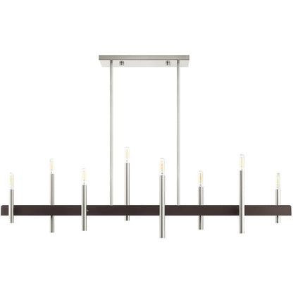 Nickel Eight Light Metal Dimmable Chandelier With Shades HomeRoots