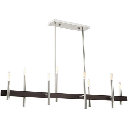 Nickel Eight Light Metal Dimmable Chandelier With Shades HomeRoots